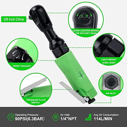 Dotool Air Impact Gun 1/2" Drive 880 ft-lbs with 3/8" Air Ratchet Wrench 50 ft-lbs Pneumatic Impact Wrenc 7800RPM Pneumatic Aluminum 160 RPM - WoodArtSupply