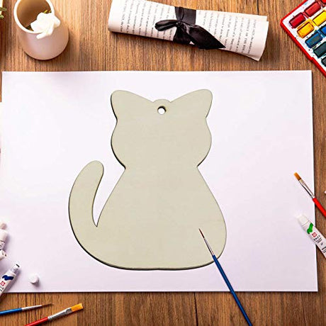 20pcs Wood Cat Cutouts DIY Craft Embellishments Little Kitten Unfinished Wood Gift Tags Ornaments for Wedding Pet Party Christmas Decoration JANOU