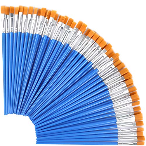 UPINS 100 Pcs Flat Paint Brushes,Small Brush Bulk for Detail Painting UPINS