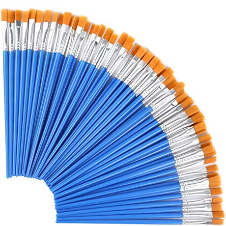 UPINS 100 Pcs Flat Paint Brushes,Small Brush Bulk for Detail Painting UPINS