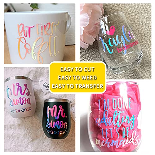 Lya Vinyl 9 Pack Holographic Vinyl for Cricut - 12" x 12" Permanent Holographic Vinyl Sheets for Decor Sticker, Party Decoration, Car Decal Lya Vinyl