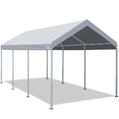 ADVANCE OUTDOOR Adjustable 10x20 ft Heavy Duty Carport Car Canopy Garage Boat Shelter Party Tent, Adjustable Peak Height from 9.5ft to 11ft, Gray