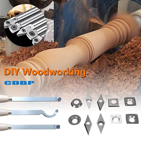 CDBP 8.9mm(1/3 inch) Round Carbide Inserts for Woodturning, R8.9×1.85mm Indexable Carbide Cutter fits for DIY Woodworking Lathe Wood Turning Finisher CDBP