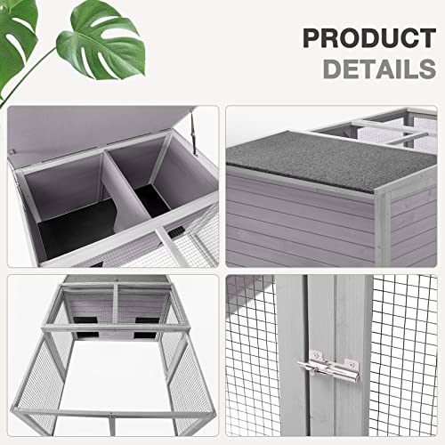 MEDEHOO Chicken Coop Large Wooden Rabbit Hutch Indoor Outdoor with 2 Living House ANG PVC Layer for Chicken, Hutch, Ducks MEDEHOO