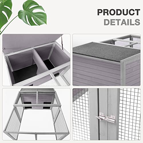 MEDEHOO Chicken Coop Large Wooden Rabbit Hutch Indoor Outdoor with 2 Living House ANG PVC Layer for Chicken, Hutch, Ducks - WoodArtSupply