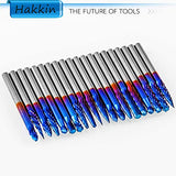 Hakkin 20 Pcs Carbide Rotary Burrs Set, End Mill CNC Router Bit, 1/8" Shank Nano Blue Coating Ball Nose End Mill, Double Cut Coat Rotary Drill for Hakkin
