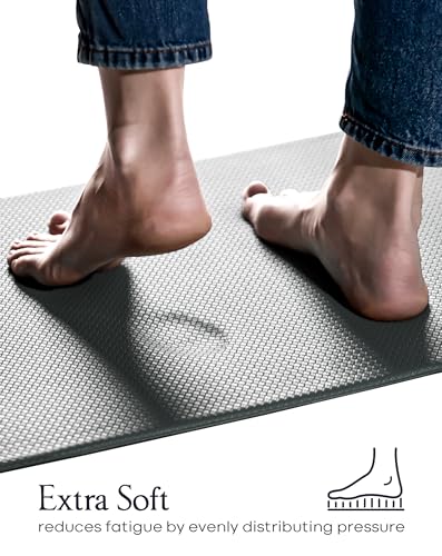 Homergy Anti Fatigue Kitchen Mats for Floor 2 PCS, Memory Foam Cushioned Rugs, Comfort Standing Desk Mats for Office, Home, Laundry Room, Waterproof Homergy