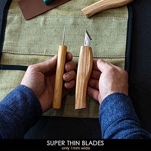 BeaverCraft Wood Carving Knife Kit for Beginners S55 Chip Carving Knives Woodworking Wood Carving Tools Set Carve Widdling Knife Kit Detail Whittling BeaverCraft
