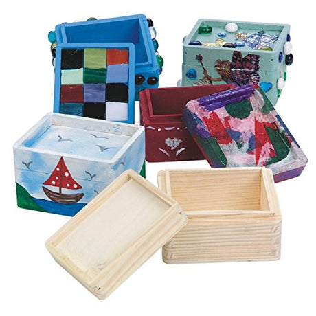 Unfinished Wood Trinket Boxes (Pack of 12) S&S Worldwide