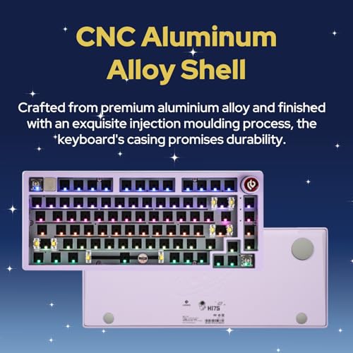 EPOMAKER x LEOBOG Hi75 Aluminum Alloy Wired Gaming Keyboard Barebones Kit, 75% Gasket-Mounted RGB Creamy Keyboard, Hot-swap Custom Mechanical EPOMAKER