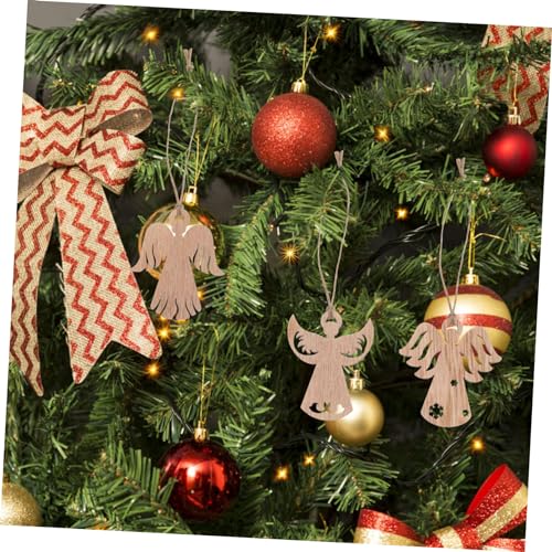 VOSAREA 50pcs Wooden Angel Pendant Christmas Wood Cutouts Small Wood Angel Cutouts Holiday Nursery Decor Blank Drawing Wing Hollow Out Angel Wings VOSAREA