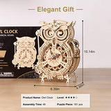 3D Wooden Puzzles ROKR Owl Clock - Mechanical Model Building Kit for Adults 161PCS Clock Puzzles Creative Gift Home Decor for Family ROKR