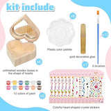 Kigley 6 Sets Paint Your Own Wooden Heart Boxes Arts and Craft Paint Kits Unfinished Wood Jewelry Box for Ages 2-12 Year Old Girls Boys DIY Craft Kigley