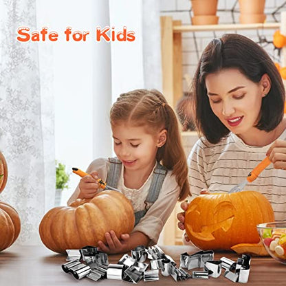 WANNTS Pumpkin Carving Kit Halloween, Safe and Easy Set for Kids, DIY Stainless Steel Tools Halloween Decoration Jack-O-Lanterns, Gift Halloween(24