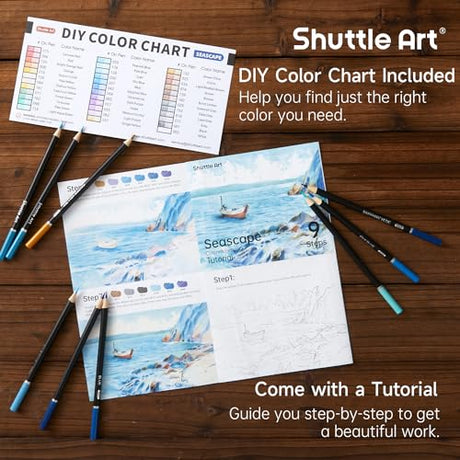 Shuttle Art 36 Colored Pencils, Seascape Themed Colored Pencils for Adult Coloring, Soft Core Color Pencils, Coloring Pencils for Adults Kids Artists Shuttle Art