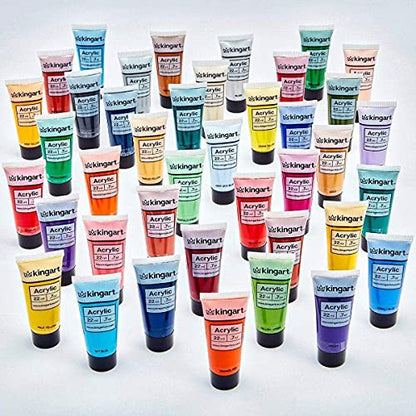 KINGART 500-48 PRO Artist Quality 48 Pc. Acrylic Paint Set, 22ml (0.74oz) Tubes, Set of 48 Unique, Highly Pigmented Colors - WoodArtSupply