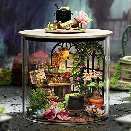 Spilay Dollhouse DIY Miniature Wooden Furniture Kit,Mini Handmade Doll House Model with Dust Cover & LED,1:24 Scale Creative Woodcrafts Toys for Spilay