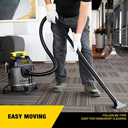STANLEY 4 Gallon Wet Dry Vacuum, 4 Peak HP Stainless Steel 3 in 1 Shop Vacuum Blower with Powerful Suction, Vacuum for Job Site, Garage, Basement, Stanley