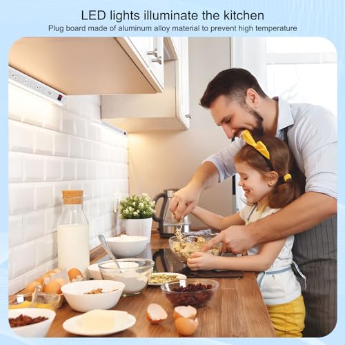 USDGTKN 14'' Under Cabinet Lights,Combo Power bar, Under Tool Cabinet Lights,Two 20W Fast Charge Ports,3000k Warm Eye Friendly Suitable for - WoodArtSupply