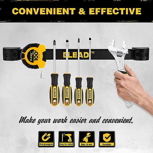 Magnetic Storage Organizer Tool Holder - 6-Piece Wall Mount Rack Garage Organization Power Magnet Hanger Workbench Board Slatwall Van Organizers ELEAD