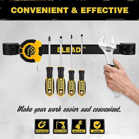 Magnetic Storage Organizer Tool Holder - 6-Piece Wall Mount Rack Garage Organization Power Magnet Hanger Workbench Board Slatwall Van Organizers ELEAD
