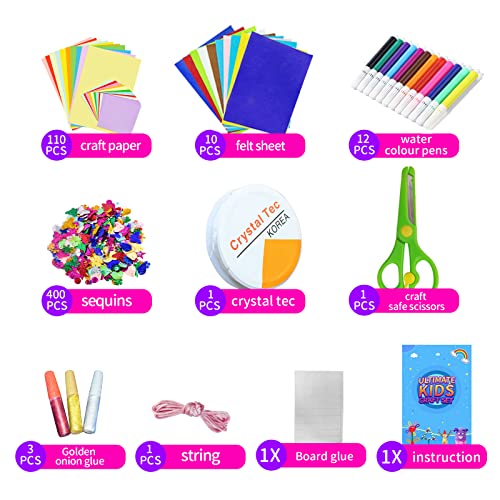 1405 Pcs Art and Craft Supplies for Kids, Toddler DIY Craft Art Supply Set  Included Pipe Cleaners, Pom Poms, Feather, Folding Storage Box - All in One