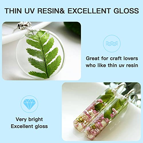 JDiction UV Resin, Upgrade 300g Low Viscosity Hard Thin UV Resin with Super Crystal Clear Resin Kit for Jewelry, Casting, Coating and DIY Craft JDiction
