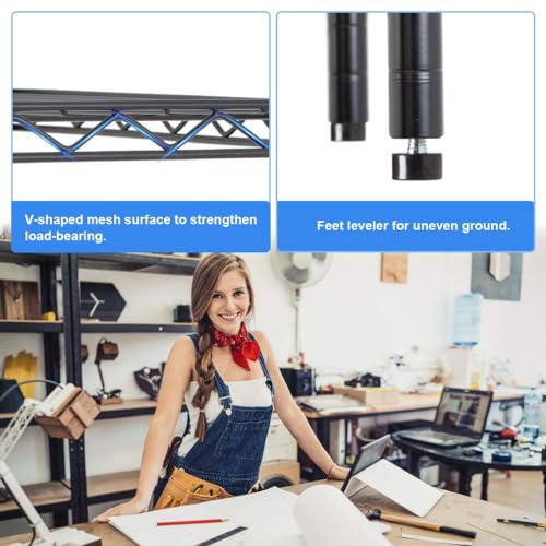 PayLessHere Wire Shelving Unit Heavy Duty Storage Rack Metal Shelf Garage Organizer Wire Rack with Casters (Black, 36" D x 14" W x 72" H) PayLessHere