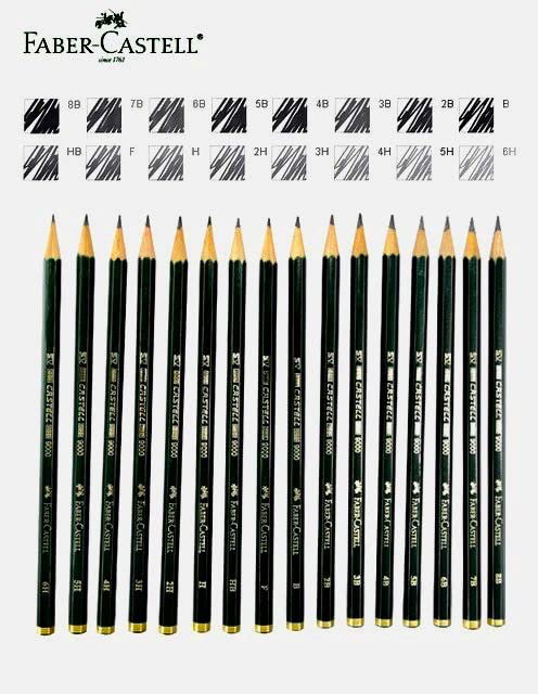 Faber-Castell 9000 Graphite Sketch Pencil Art Set (8B - 2H) with Kneaded Art Eraser, Large Dust Free Eraser and Sharpener