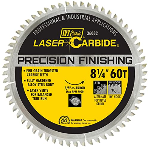 IVY Classic 36082 Premium Swift Cut 8-1/4-Inch 60 Tooth Carbide Circular Saw Blade with 5/8-Inch Diamond Knockout Arbor, 1/Card - WoodArtSupply