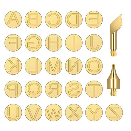 Yoption 28 Pieces Wood Burning Tips, Letter Wood Burning Tool Uppercase Alphabet Branding and Personalization Set for Wood and Other Surfaces by Yoption