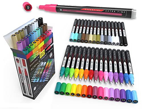 TOOLI-ART Acrylic Paint Pens Assorted Vibrant Markers for Rock Painting, Canvas, Glass, Mugs, Wood, Fabric, Metal, Ceramics. Non Toxic, Quick Dry, - WoodArtSupply