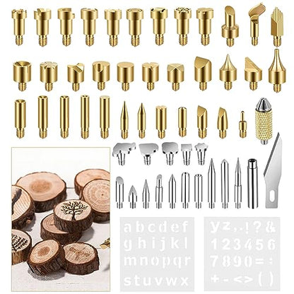 53-Piece Wood Burning Kit Professional Soldering Iron Tips & DIY Drawing Template Carving, Engraving, Craft Tools, Stencils, and Wood Burning