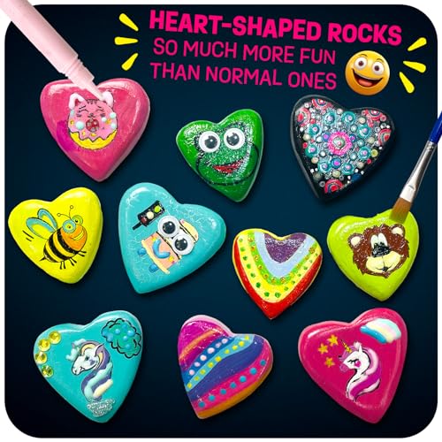 Hearts Rock Painting Kit for Kids - Glow in The Dark - Arts and Crafts for Girls Ages 4-8 and Up – Creative Girl Art Toys Kids Craft Kits – Birthday