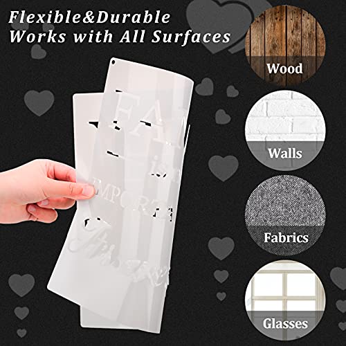 16 Pieces Inspirational Word Stencils Family Sign Stencils Reusable Stencils Love Home Template with Metal Open Ring for Painting on Wood, Porch, Zonon