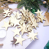 Honbay 50PCS 50mm/2inch Star Blank Unfinished Wood Slices, Wooden Star Embellishments Christmas Ornaments for DIY Crafts, Home Decoration, Games, HONBAY