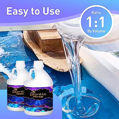 Bsrezn 1 Gallon Epoxy Resin Kit, Crystal Clear Hard Casting Resin and Curing Agent Hardener Resina Epoxica Transparente 2 Part Resin Art Supplies for - WoodArtSupply