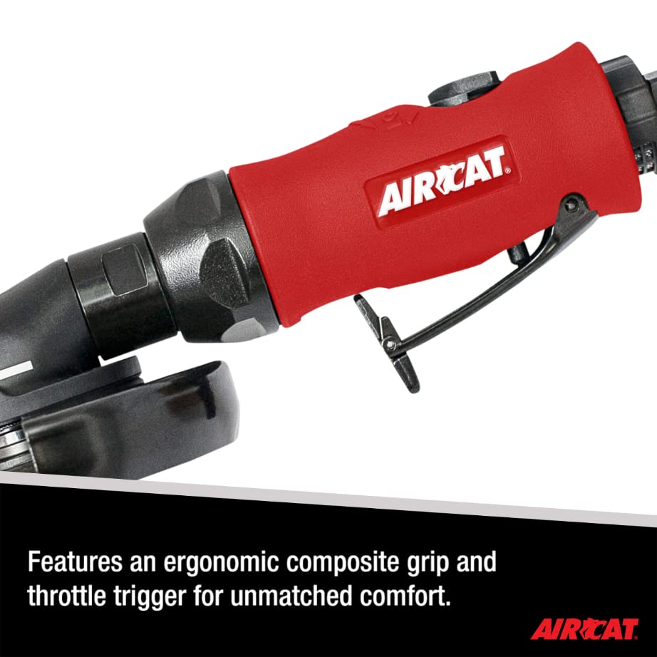 AIRCAT Pneumatic Tools 6340-A: 1.0 HP 4-1/2-Inch Angle Grinder with Spindle Lock 11,000 RPM AIRCAT