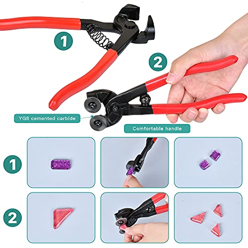 Worldity 19Pcs Mosaic Tools Kit, Heavy Duty Glass Mosaic Cut Nippers and Tile Nippers, Professional Mosaic Cutter Tool for Cutting Glass Mosaic, Worldity