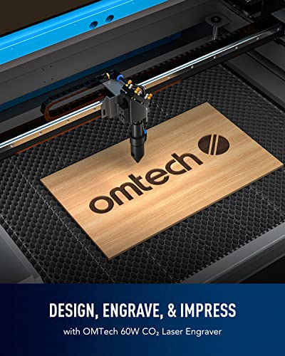 OMTech 60W CO2 Laser Engraver with LightBurn, 16x24 Inch Laser Engraving Cutting Machine with 2 Way Pass Air Assist Digital Control Panel RDWorks, - WoodArtSupply