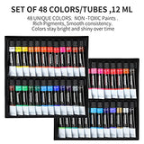 69 Pcs Artists Painting Set with Wood Box Easel，48×12ML Acrylic Painting Set, Canvas 9x12 inches, Wood Palette, Palette Knife Art Supplies, Paint Set Senmink
