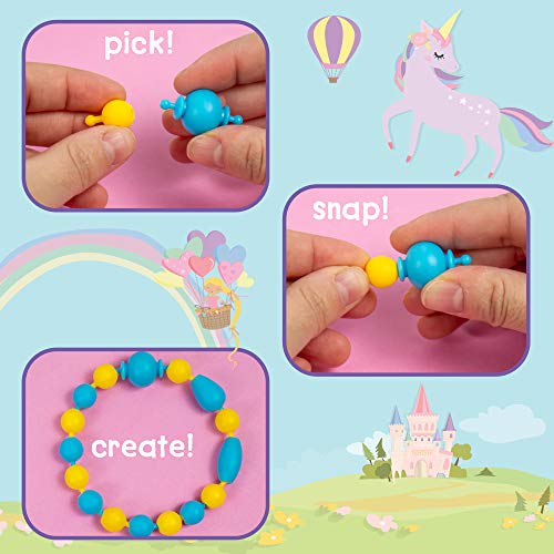 Just My Style Make & Believe Unicorn Pop Beads, 500+ Snap-Together, DIY, Bead Kit for Girls, Jewelry Set, Great Travel & On The Go Activity for Kids