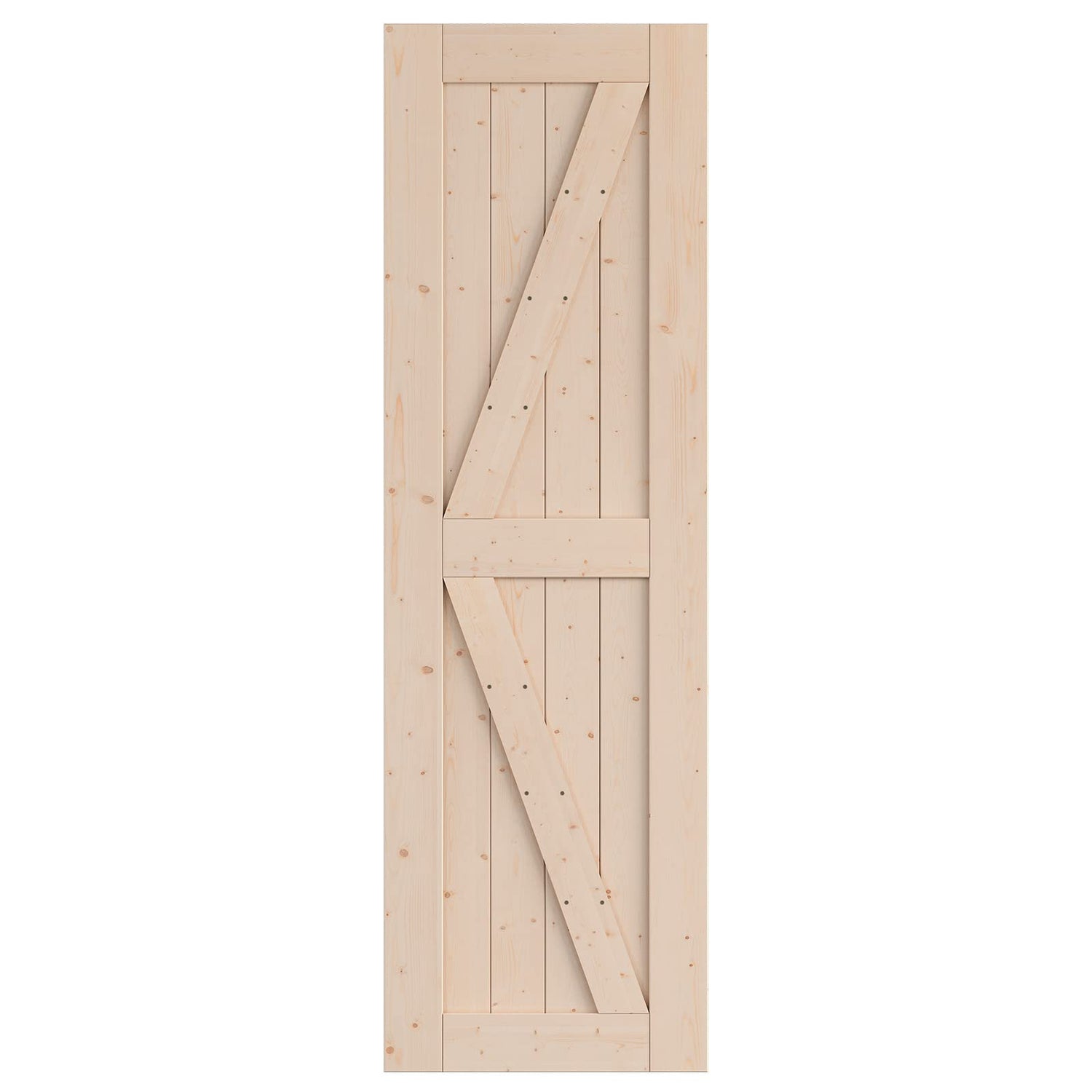 SmartStandard 26in x 84in Sliding Barn Wood Door Pre-Drilled Ready to Assemble, DIY Unfinished Solid Spruce Wood Panelled Slab, Interior Single Door SMARTSTANDARD
