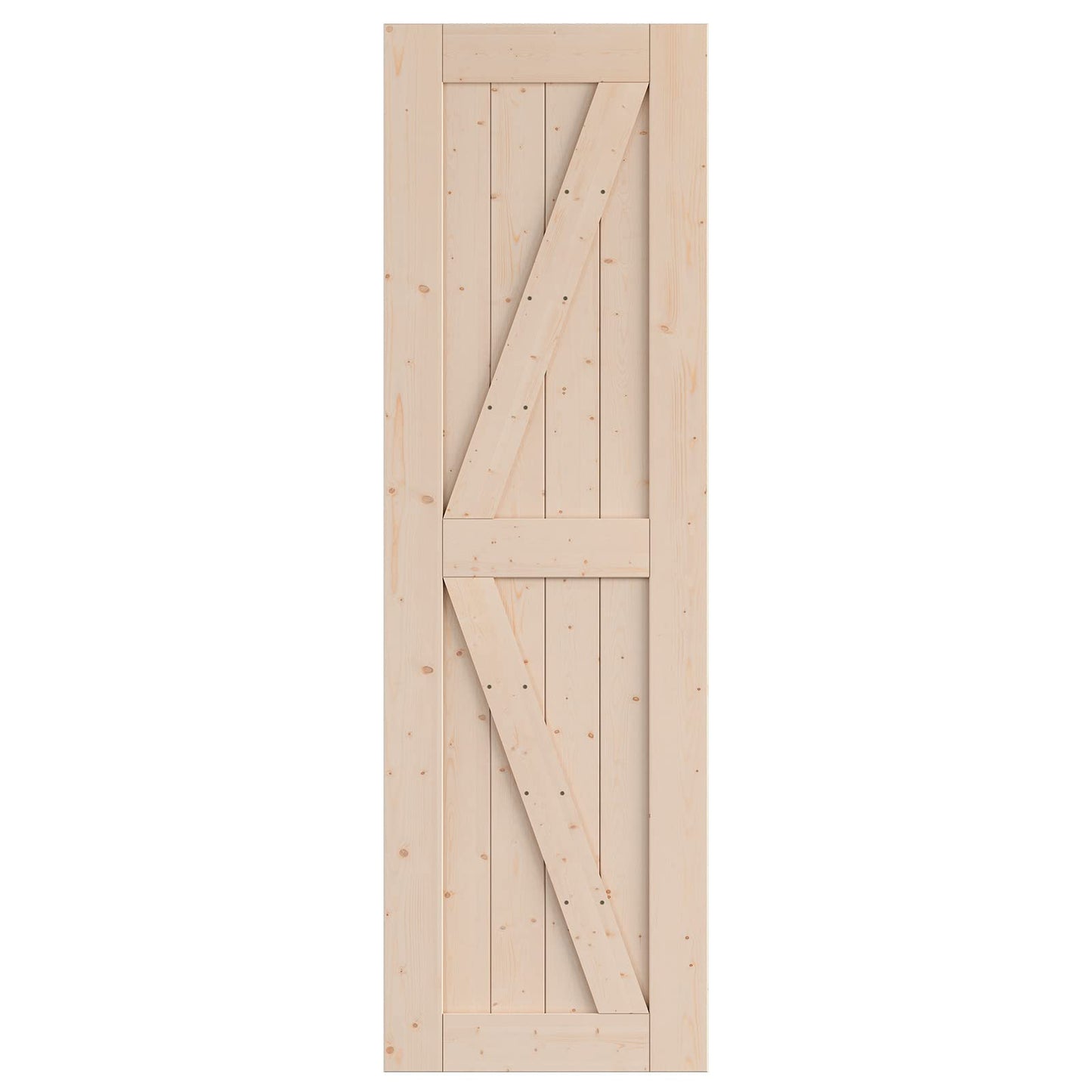 SmartStandard 26in x 84in Sliding Barn Wood Door Pre-Drilled Ready to Assemble, DIY Unfinished Solid Spruce Wood Panelled Slab, Interior Single Door - WoodArtSupply