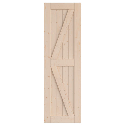 SmartStandard 26in x 84in Sliding Barn Wood Door Pre-Drilled Ready to Assemble, DIY Unfinished Solid Spruce Wood Panelled Slab, Interior Single Door - WoodArtSupply