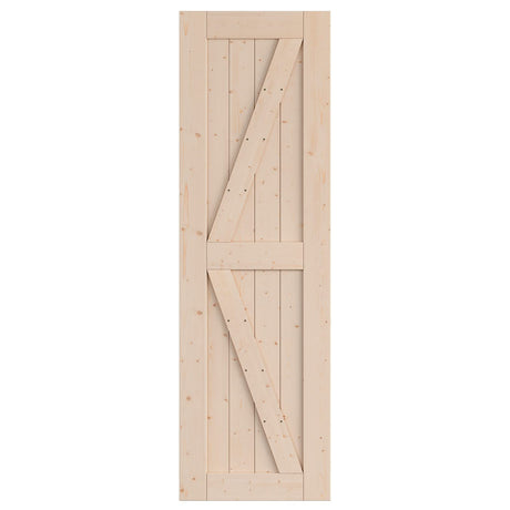 SmartStandard 26in x 84in Sliding Barn Wood Door Pre-Drilled Ready to Assemble, DIY Unfinished Solid Spruce Wood Panelled Slab, Interior Single Door SMARTSTANDARD
