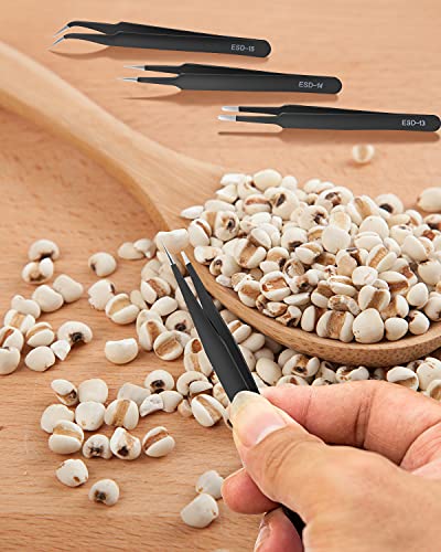 11 Pcs Resin Spoon Tools Kit-Metal Stir Sticks Resin Spoons Poke Needle with Anti-Static Stainless Steel Precision Tweezers Set for Resin MSDADA