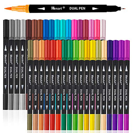 Dual Markers Brush Pens, 36 Fine Point Art Marker, Double Tip Colored Pen for Adult Coloring Hand Lettering Writing Planner Aen Art