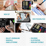 All-in-One Artist Drawing Pens Set -16 Dual Tip Brush Pens, 3 Calligraphy Pens, 10 Drawing Pens, Ruler, White Ink Pen, Mechanical Pencil, Sketch Pad NIL - TECH