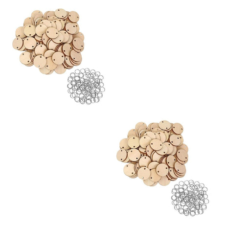 SEWACC 200 Pcs Round Wood Chip Pendant with Holes Wood Reminder Mini Calendar Wood Chips Family Birthday Board Reminder Board Calendar Slices SEWACC
